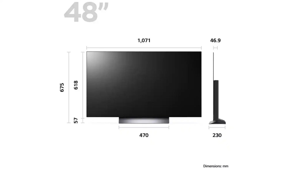 LG 48 Inch OLED48C36LA Smart 4K UHD HDR OLED Freeview TV - Black - Atlantic Electrics - 40452196335839 