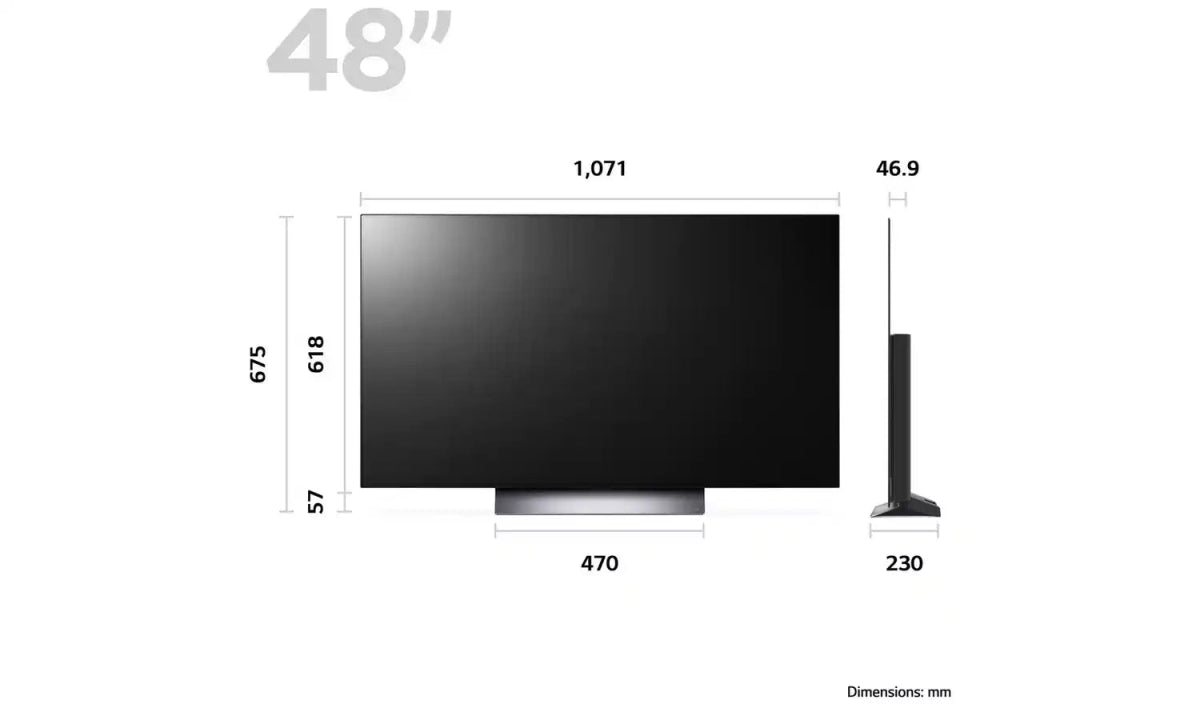 LG 48 Inch OLED48C36LA Smart 4K UHD HDR OLED Freeview TV - Black - Atlantic Electrics