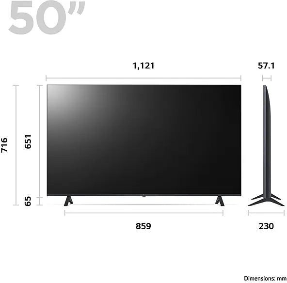 LG 50UR78006LK (2023) LED HDR 4K Ultra HD Smart TV, 50 inch with Freeview Play/Freesat HD, Dark Gray | Atlantic Electrics
