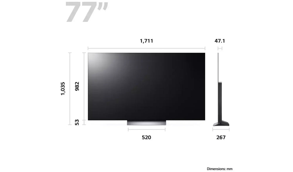 LG 77 Inch OLED77C36LC Smart 4K UHD HDR OLED Freeview TV - Dark Titan Silver - Atlantic Electrics - 40452197122271 