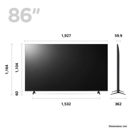 LG 86 Inch 86UR78006LB Smart 4K UHD HDR LED Freeview TV - Dark Iron Grey | Atlantic Electrics - 40464353198303 