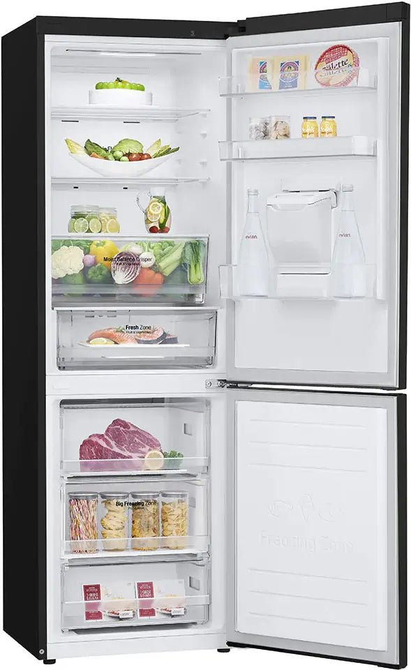 LG GBF61BLHEN 59.5cm 70/30 Freestanding Frost Free Fridge Freezer - Black | Atlantic Electrics - 40199558955231 