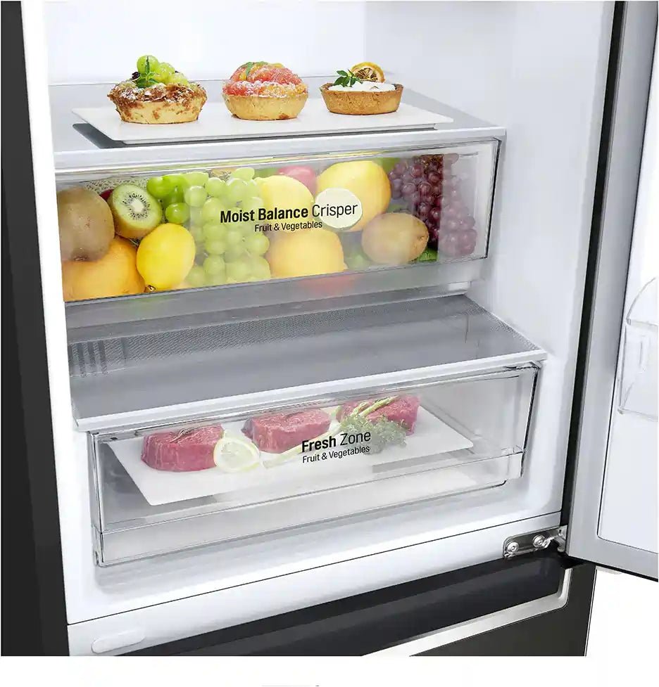 LG GBF61BLHEN 59.5cm 70/30 Freestanding Frost Free Fridge Freezer - Black | Atlantic Electrics - 40199558856927 