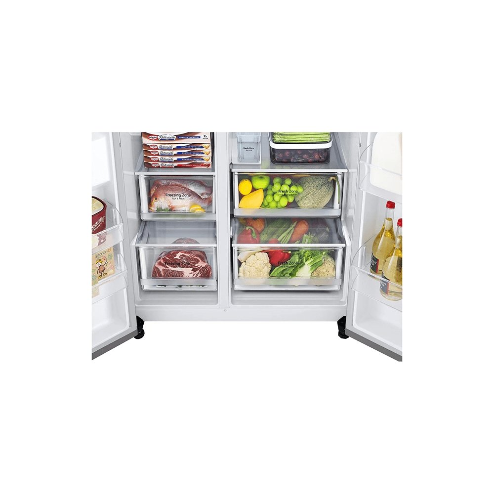 LG NatureFRESH™ GSLV71PZTF Non-Plumbed Total No Frost American Fridge Freezer - Steel | Atlantic Electrics - 39478157279455 
