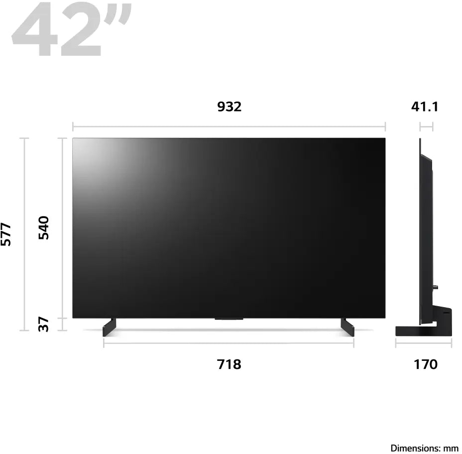 LG OLED42C34LA (2023) OLED HDR 4K Ultra HD Smart TV, 42 inch with Freeview Play/Freesat HD & Dolby Atmos - Dark Silver | Atlantic Electrics