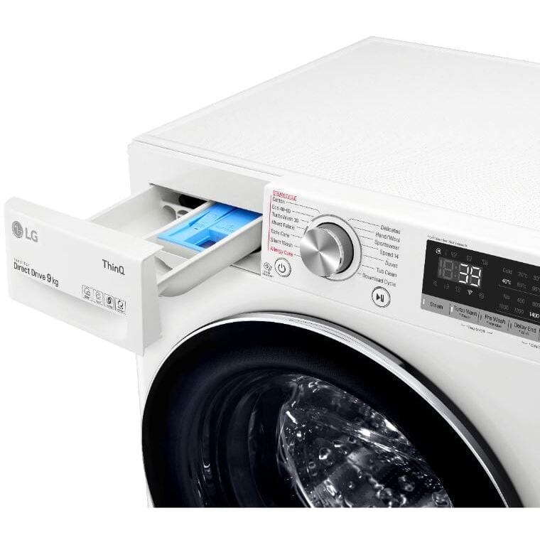 LG V9 F4V909WTSE Wifi Connected 9Kg Washing Machine with 1400 rpm - White | Atlantic Electrics - 39478170452191 