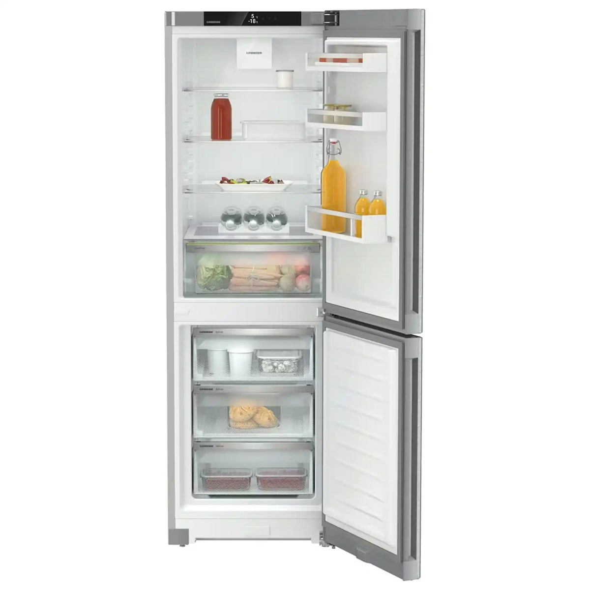 Liebherr CNSDC5203 60cm 60/40 Frost Free Fridge Freezer with EasyFresh - Silver | Atlantic Electrics