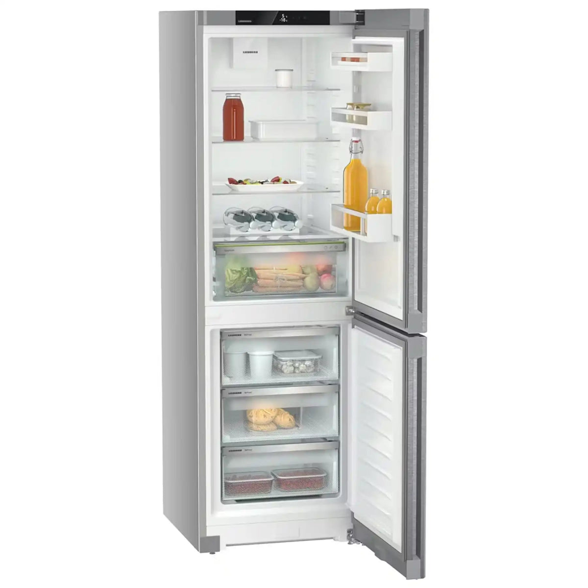 Liebherr CNSDC5203 60cm 60/40 Frost Free Fridge Freezer with EasyFresh - Silver | Atlantic Electrics