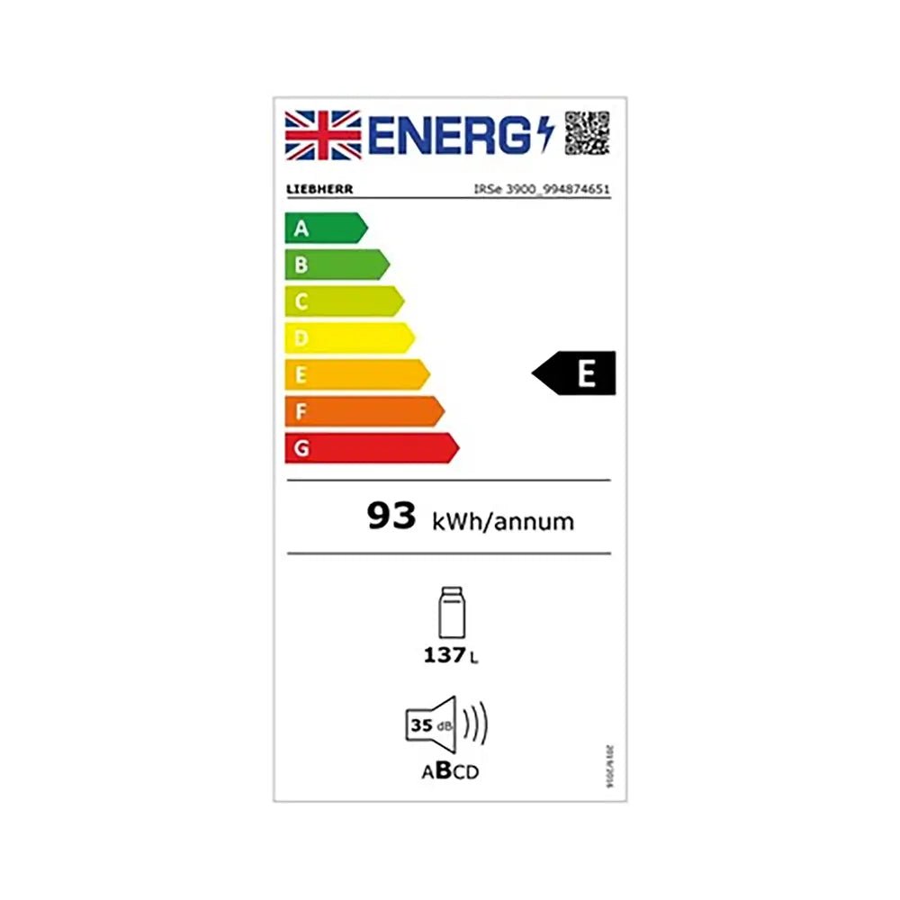 Liebherr IRSE3900 Pure 136 Litre Integrated Fridge with EasyFresh - 54.1cm Wide | Atlantic Electrics - 40192725254367 