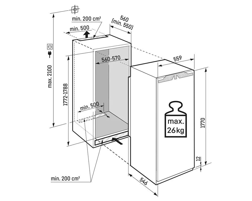Liebherr Peak IRBCI5170 178cm 296L Bio Fresh Tall Built Larder White Fridge | Atlantic Electrics - 39791185330399 
