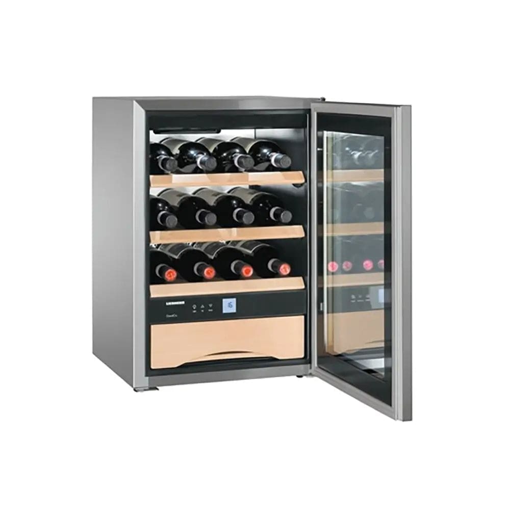 Liebherr WKES653 GrandCru 48 Litre Wine Storage Cabinet, 12 Bordeaux Bottles, 42.5cm Wide - Stainless Steel | Atlantic Electrics - 39478225043679 
