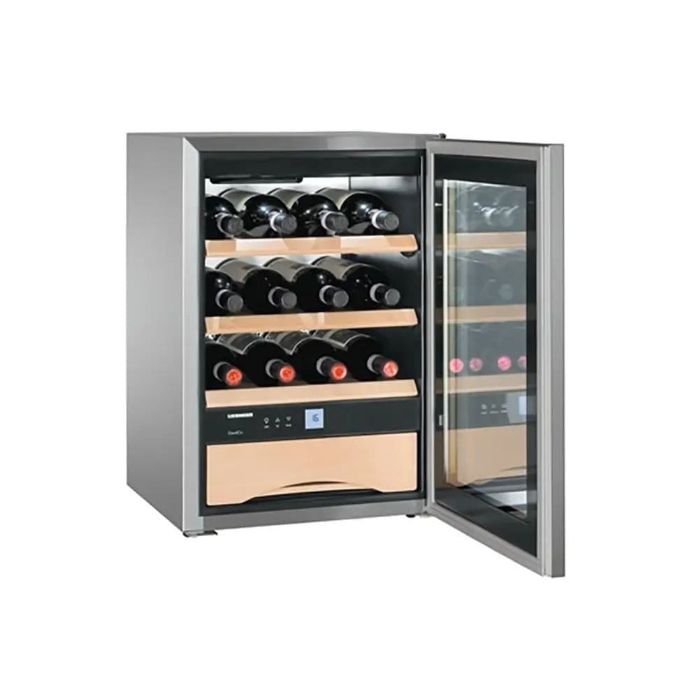 Liebherr WKES653 GrandCru 48 Litre Wine Storage Cabinet, 12 Bordeaux Bottles, 42.5cm Wide - Stainless Steel | Atlantic Electrics