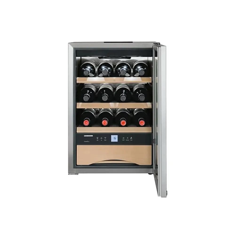 Liebherr WKES653 GrandCru 48 Litre Wine Storage Cabinet, 12 Bordeaux Bottles, 42.5cm Wide - Stainless Steel | Atlantic Electrics - 39478225109215 