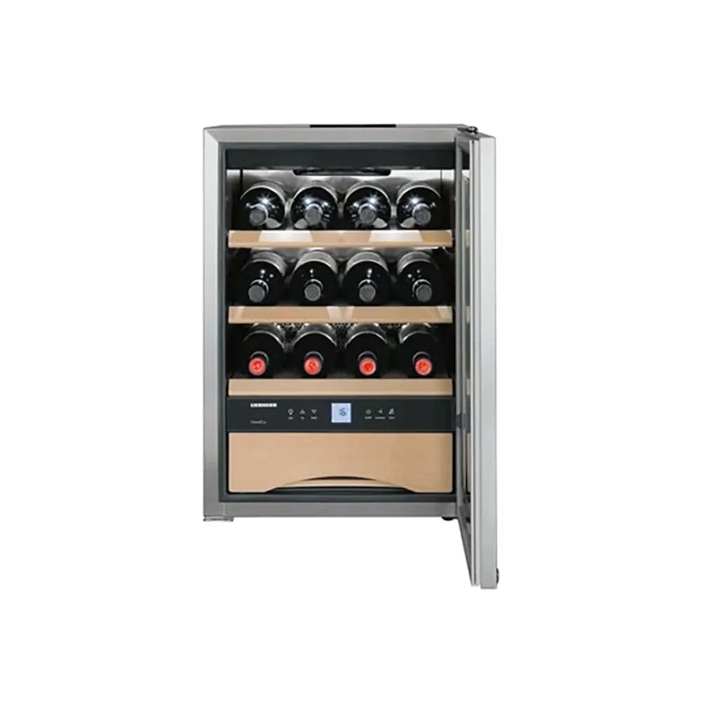 Liebherr WKES653 GrandCru 48 Litre Wine Storage Cabinet, 12 Bordeaux Bottles, 42.5cm Wide - Stainless Steel | Atlantic Electrics