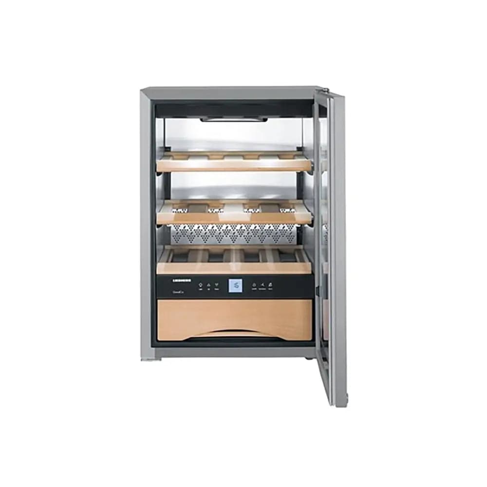 Liebherr WKES653 GrandCru 48 Litre Wine Storage Cabinet, 12 Bordeaux Bottles, 42.5cm Wide - Stainless Steel | Atlantic Electrics - 39478225207519 