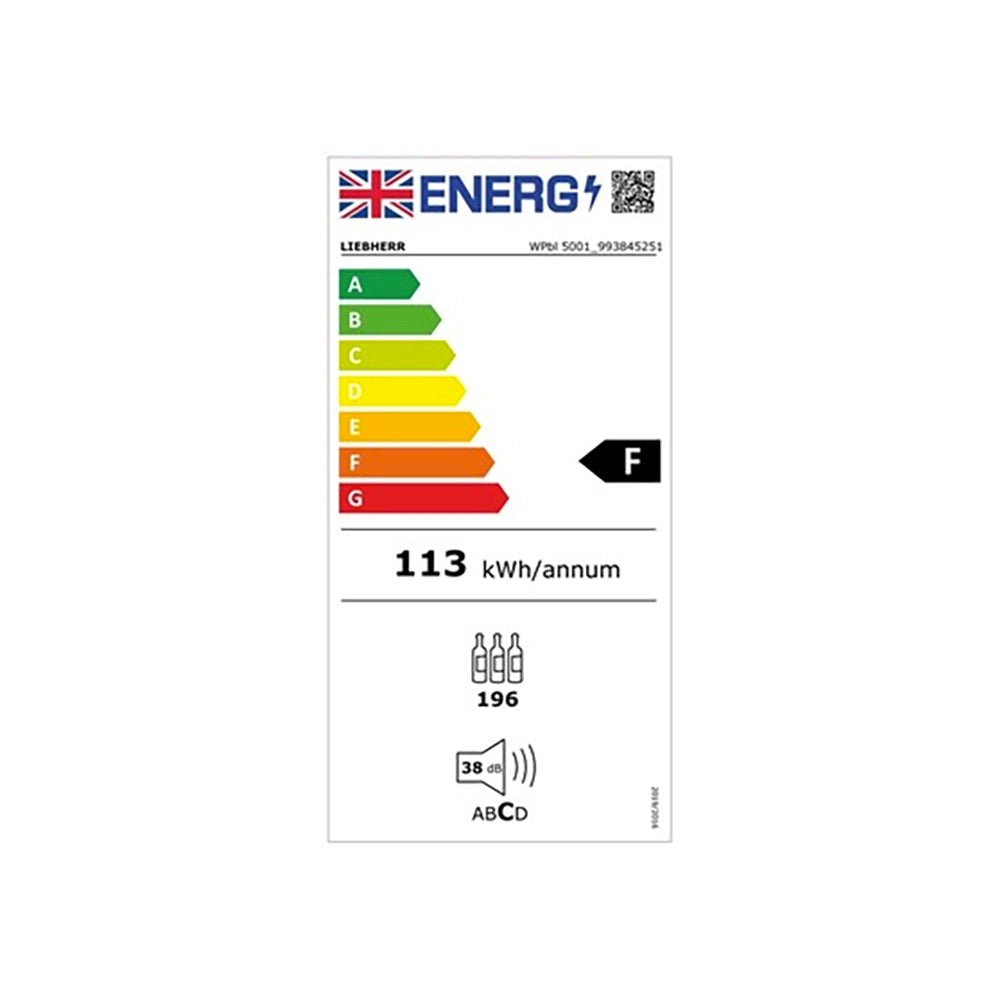 Liebherr WPBL5001 GrandCru 385 Litre Wine Storage Fridge, 196 0.75 Litre Bordeaux Bottles, 59.7cm Wide - Black | Atlantic Electrics - 40309802893535 