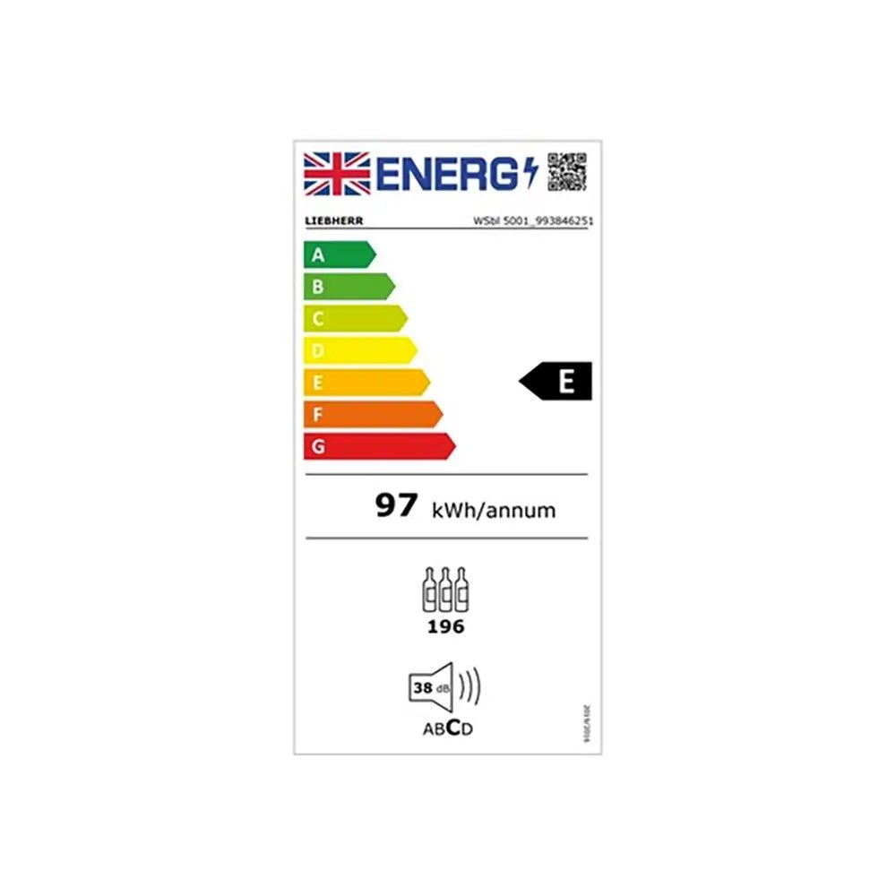 Liebherr WSBL5001 GrandCru 378 Litre Wine Storage Fridge, 196 0.75 Litre Bordeaux Bottles, 59.7cm Wide - Black | Atlantic Electrics