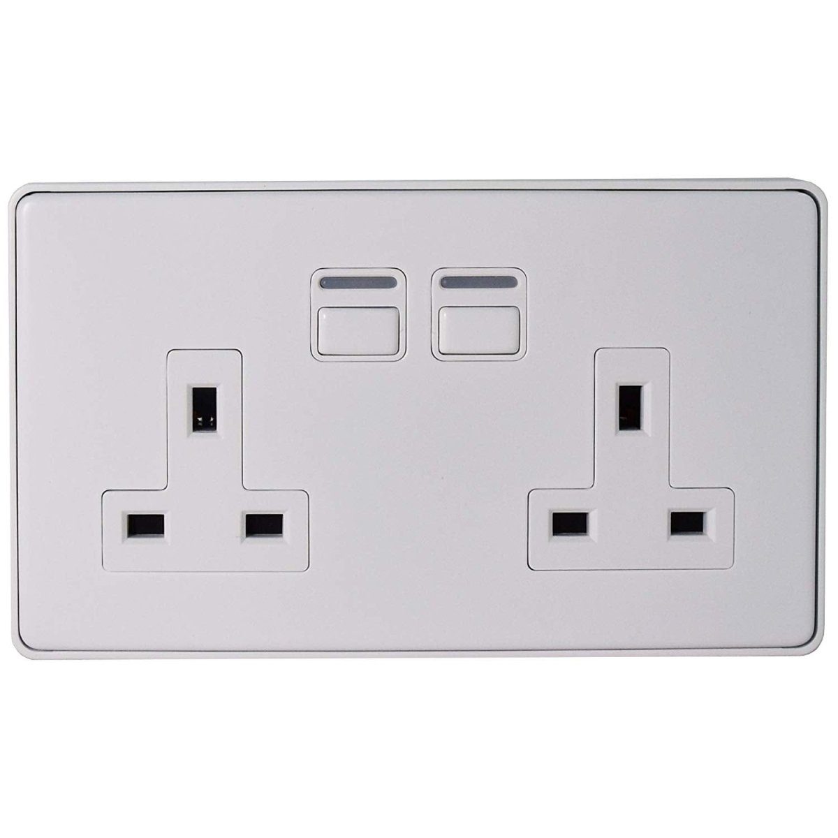 Lightwave L42WH Smart Series Socket, White Metal, 2 Gang | Atlantic Electrics