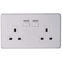 Thumbnail Lightwave L42WH Smart Series Socket, White Metal, 2 Gang - 40800941932767