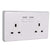 Thumbnail Lightwave L42WH Smart Series Socket, White Metal, 2 Gang | Atlantic Electrics- 40800941899999