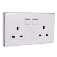 Thumbnail Lightwave L42WH Smart Series Socket, White Metal, 2 Gang - 40800941899999