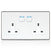 Thumbnail Lightwave L42WH Smart Series Socket, White Metal, 2 Gang | Atlantic Electrics- 40800941834463