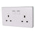Thumbnail Lightwave L42WH Smart Series Socket, White Metal, 2 Gang | Atlantic Electrics- 40800941867231