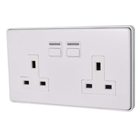 Thumbnail Lightwave L42WH Smart Series Socket, White Metal, 2 Gang - 40800941867231