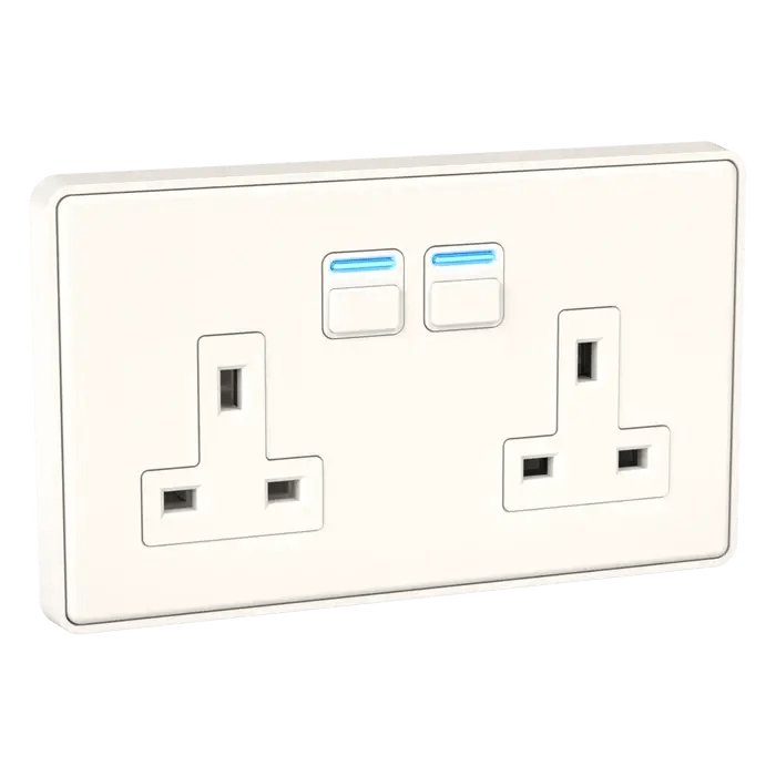 Lightwave LP42MK2 Smart Socket 2 gang, 3000 W, 230 V, White | Atlantic Electrics