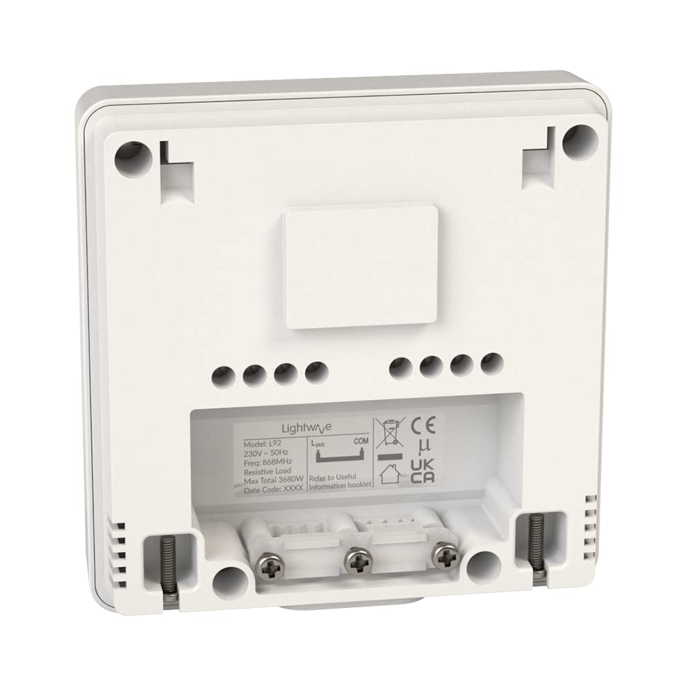 Lightwave LP92 Smart Heating Switch with Energy Monitoring, 3680W, White - Atlantic Electrics - 39779682287839 