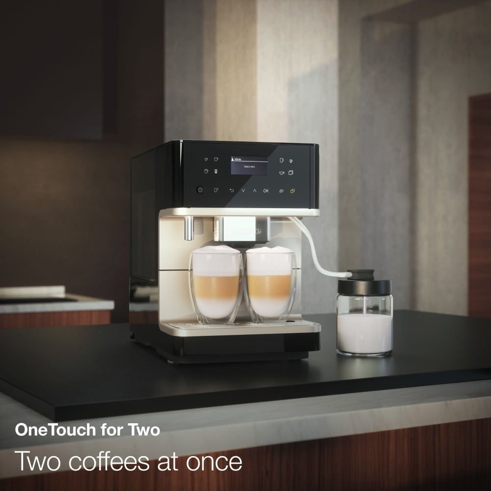 Miele CM6360 Built In Bean to Cup Coffee Machine - Obsidian Black / Clean Steel Metallic | Atlantic Electrics - 41364368490719 