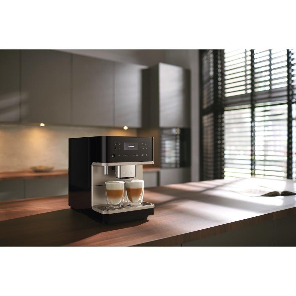 Miele CM6360 Built In Bean to Cup Coffee Machine - Obsidian Black / Clean Steel Metallic | Atlantic Electrics - 41364368425183 