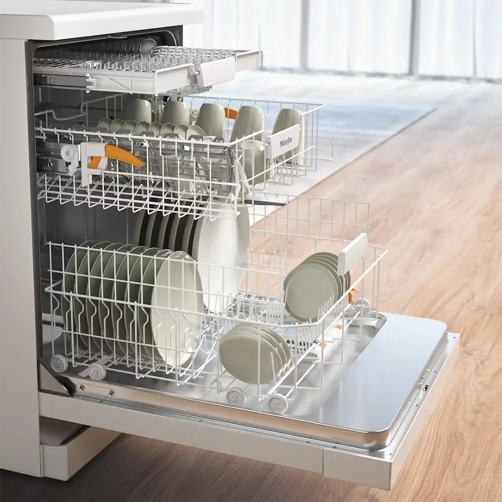 Miele G5110SC-BRWH Active Freestanding Dishwasher with Hot Water Connection, 59.8cm Wide - Brilliant White | Atlantic Electrics - 41590356312287 