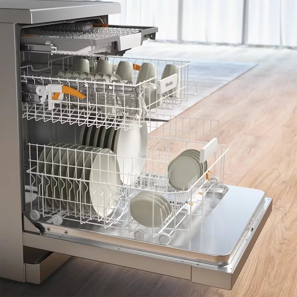 Miele G5310SC-CLST Front Active Plus Freestanding Dishwasher, AutoOpen Drying, 59.8cm Wide - CleanSteel Front | Atlantic Electrics