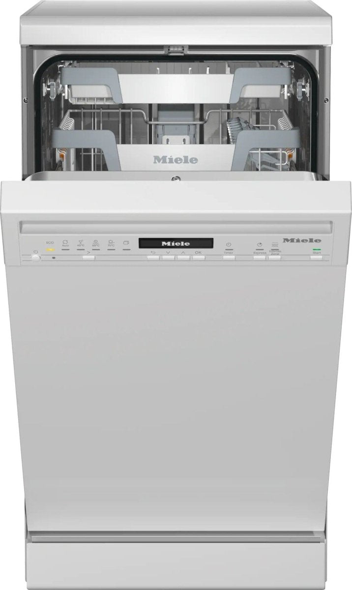 Miele G5740SC Freestanding Dishwasher, Hot Water Connection, 44.8cm Wide - White - Atlantic Electrics