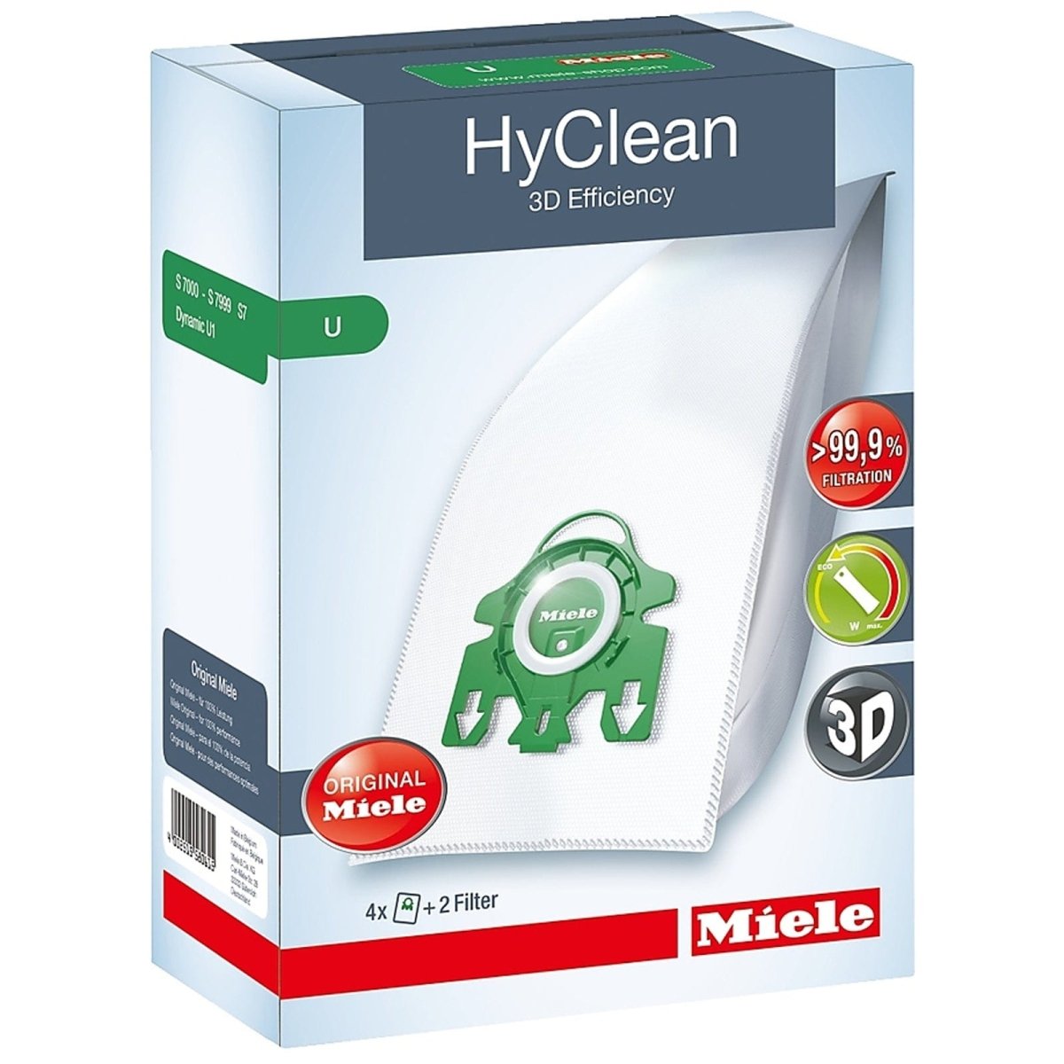 Miele HyClean 3D Efficiency U Dust Bag Pack (4 Dust Bags + 2 Filters) For Upright Vacuum Cleaners | Atlantic Electrics