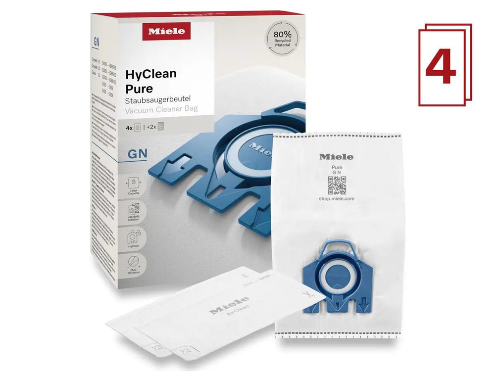 Miele HyClean Pure GN Dust Bag Pack (4 Dust Bags + 2 Filters) For Compact Vacuum Cleaners | Atlantic Electrics - 41663351881951 