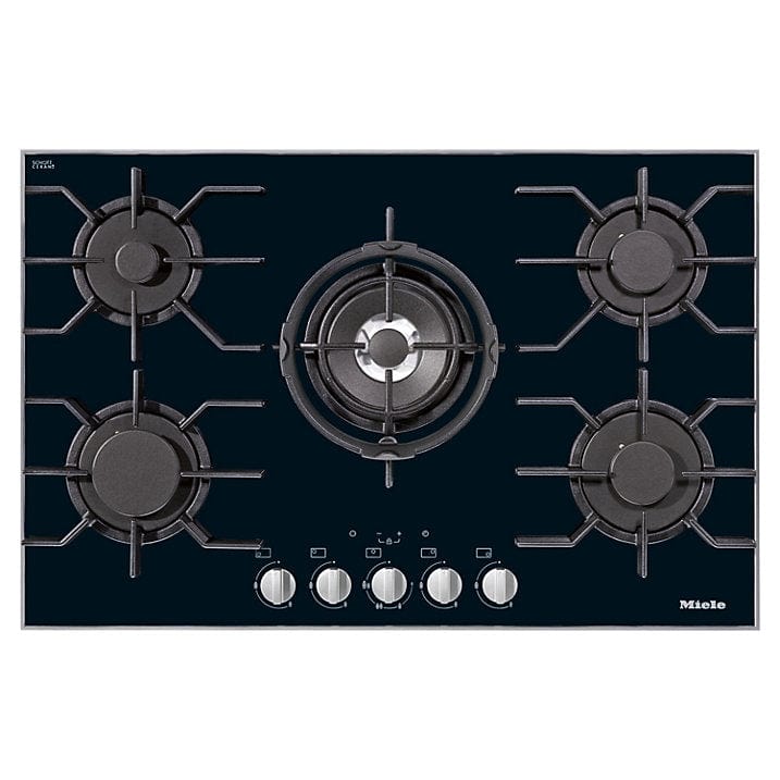 Miele KM3034-1 81cm 5 Zone Gas On Glass Hob - Obsidian Black | Atlantic Electrics