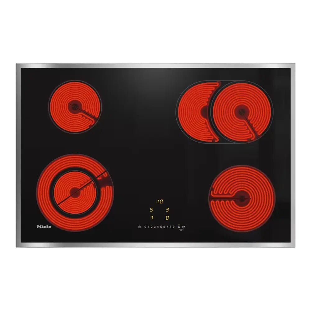 Miele KM6522FR Electric Hob with Onset Controls, 4 Cooking Zones Including 1 Extended & 1 Vario Zone - Stainless Steel | Atlantic Electrics - 41547475124447 