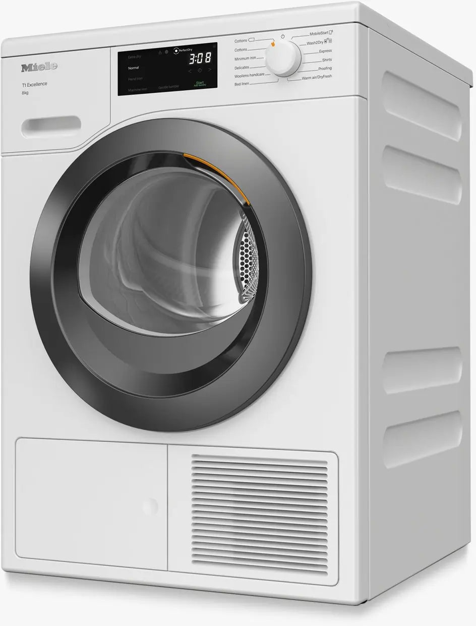 Miele TED265WP Freestanding Heat Pump Tumble Dryer, 8kg Load, White | Atlantic Electrics