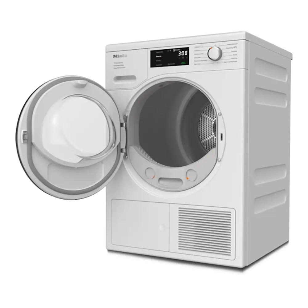 Miele TEF765WP 8kg T1 Freestanding Heat Pump Dryer with EcoSpeed and DryCare 40, 59.6cm Wide - Lotus White | Atlantic Electrics - 40157535633631 