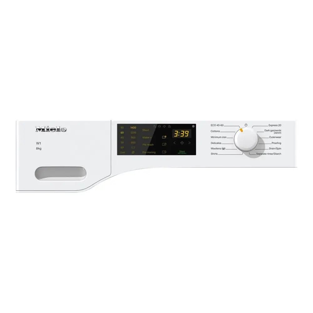 Miele WCD020 8Kg Freestanding Washing Machine, 1400 rpm, 12 Programmes, 59.6cm Wide - White | Atlantic Electrics - 41617642225887 