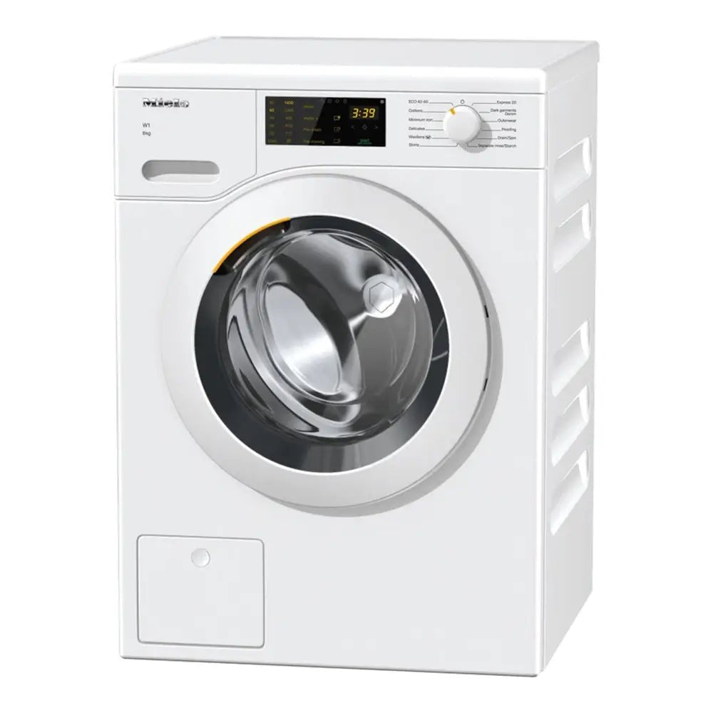 Miele WCD020 8Kg Freestanding Washing Machine, 1400 rpm, 12 Programmes, 59.6cm Wide - White | Atlantic Electrics - 41617642193119 
