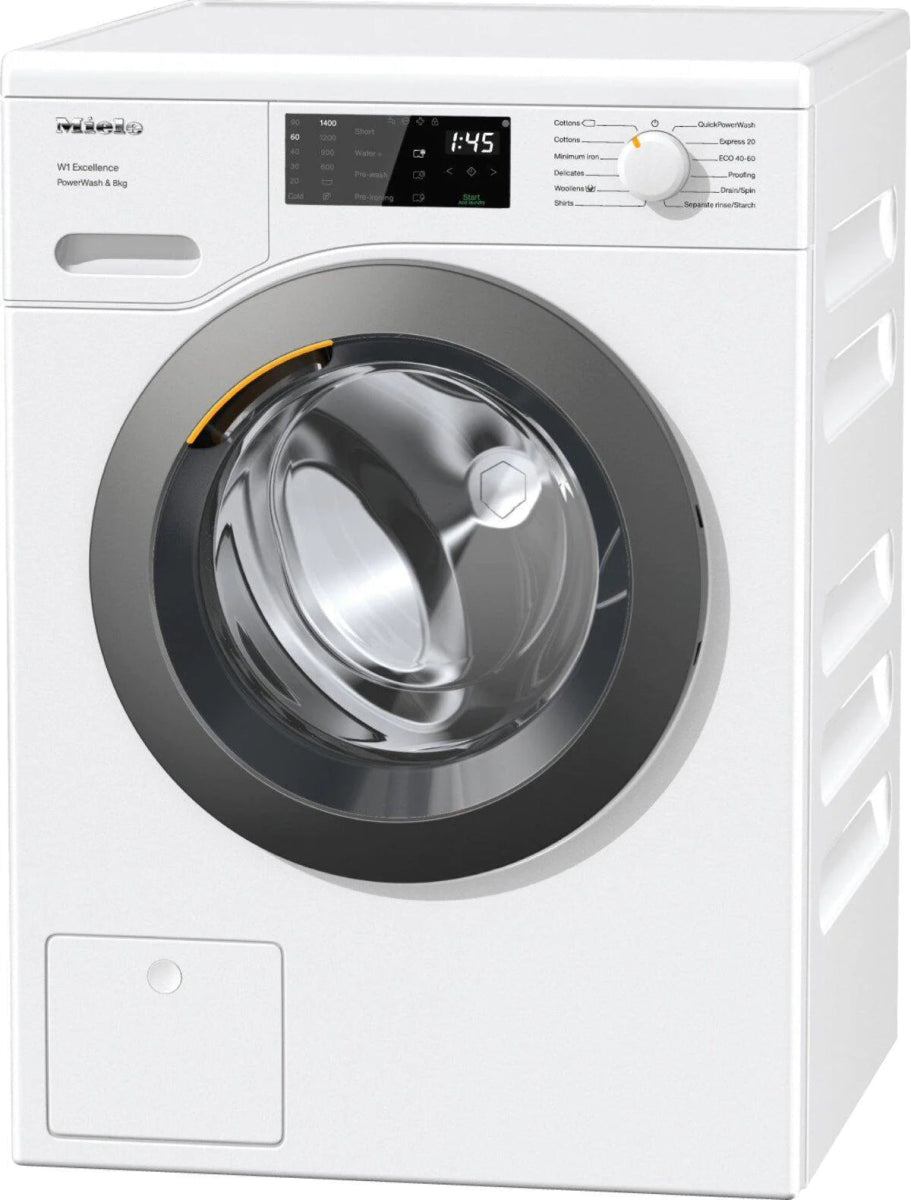 Miele WED325WCS Freestanding Washing Machine, 8kg Load, 1400rpm Spin, White | Atlantic Electrics