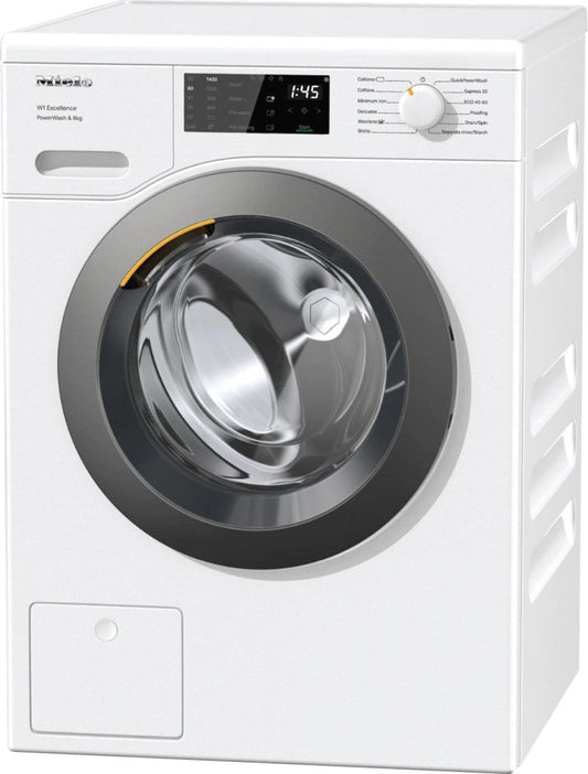 Miele WED325WCS Freestanding Washing Machine, 8kg Load, 1400rpm Spin, White | Atlantic Electrics