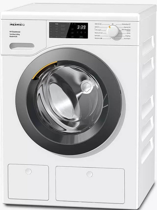 Miele WED665 Freestanding Washing Machine, 8kg Load, 1400rpm Spin, White | Atlantic Electrics