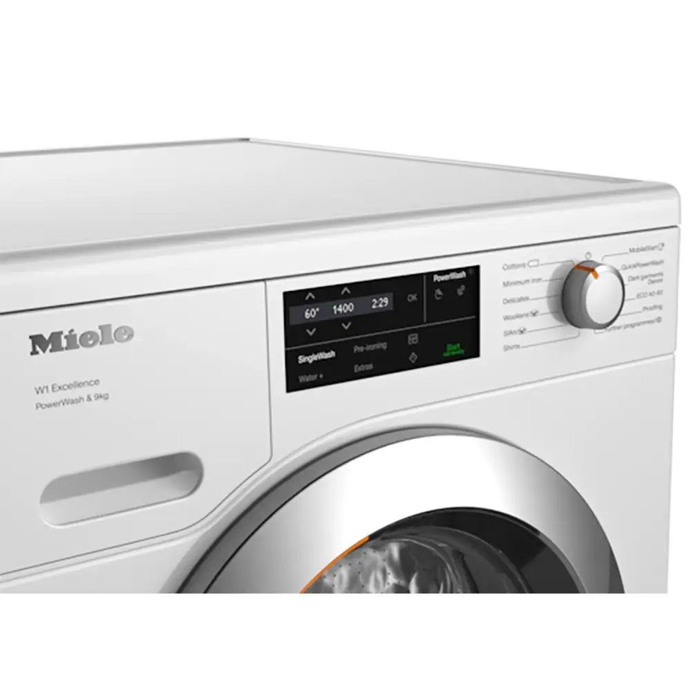 Miele WEG365-WCS 9kg W1 Front Loading Washing Machine with QuickPowerWash and SingleWash, 59.6cm Wide - Lotus White - Atlantic Electrics