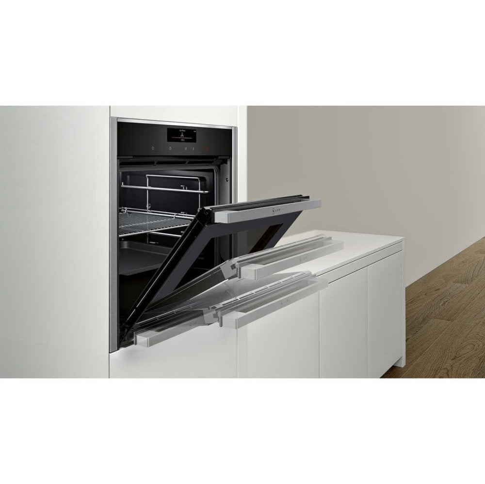 NEFF N90 Slide&Hide B58CT68N0B Built In Electric Single Oven Stainless Steel A Rated - Atlantic Electrics - 39478284943583 