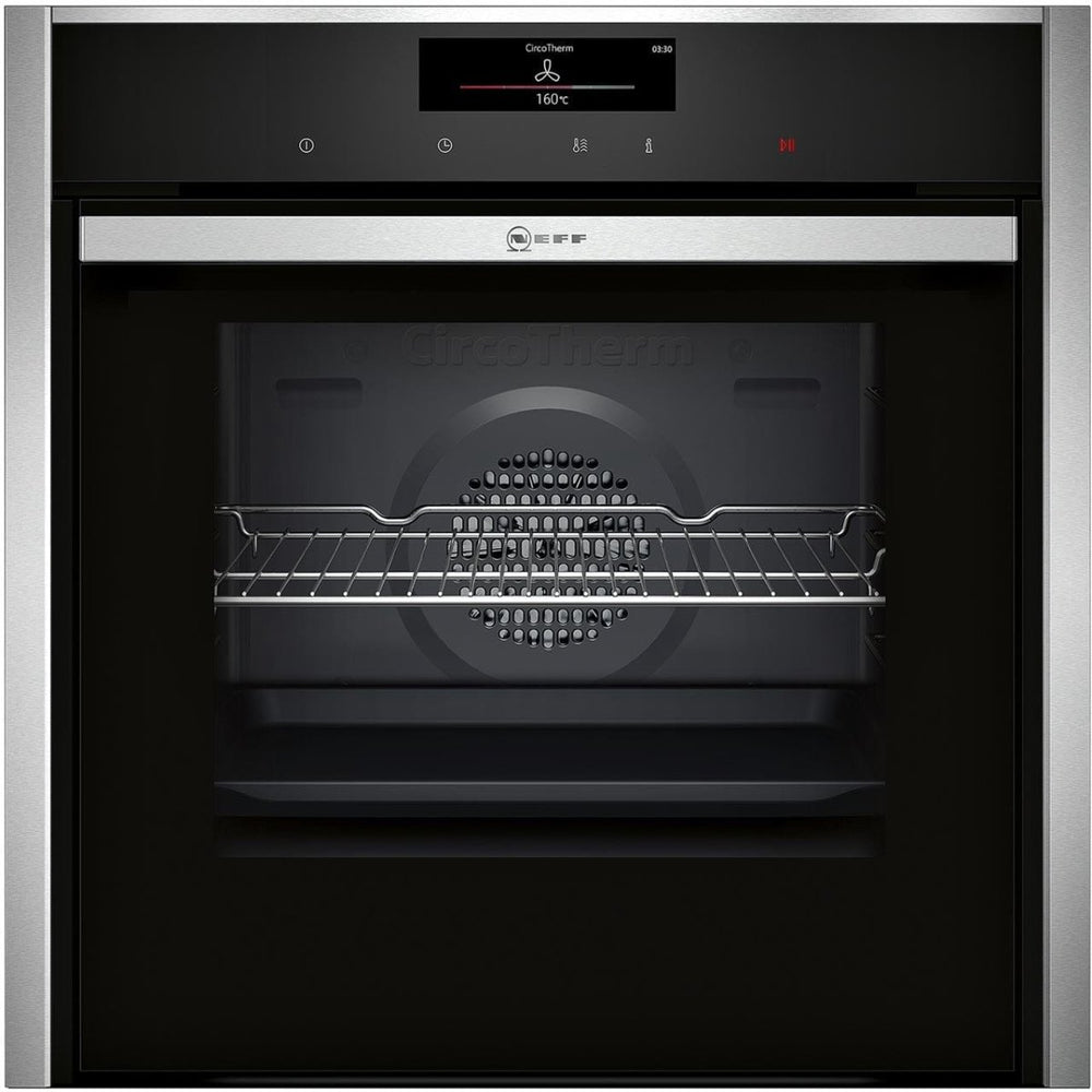 NEFF N90 Slide&Hide B58CT68N0B Built In Electric Single Oven Stainless Steel A Rated - Atlantic Electrics - 39478284648671 