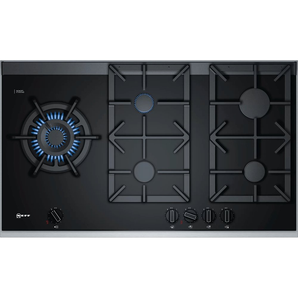 NEFF T29TA79N0 Gas Hob, Ceramic Glass, 5 Burner, 91.8cm Wide - Black | Atlantic Electrics - 39478295691487 